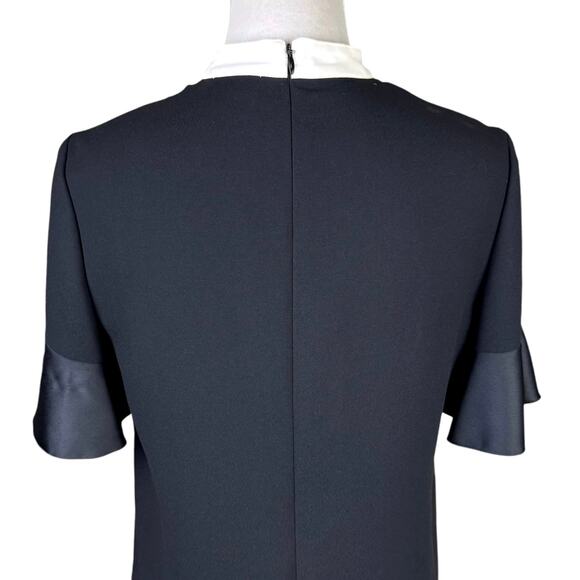 Red Valentino Black Ruffle Short Sleeve White Trim Collar Ruffle Hem Mini Dress - Picture 4 of 13